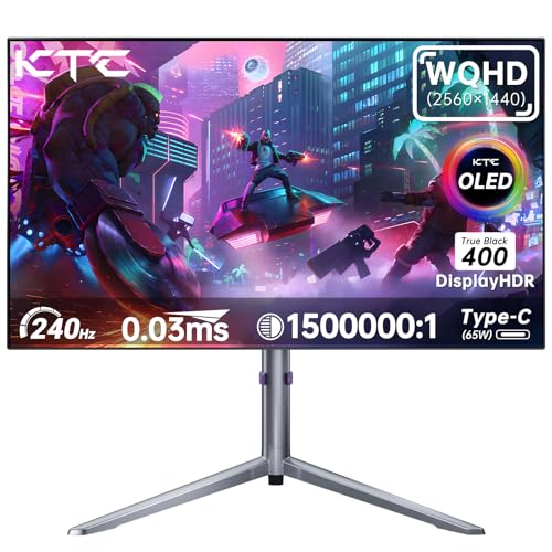 KTC 27" OLED Gaming Monitor | 1440P 2K@240Hz | DisplayHDR True Black 400 | Adaptive Sync, 136% sRGB | HDMI 2.1, DP 1.4, USB C | Adjustment Stand