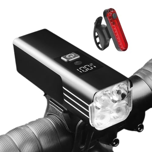USB-C Rechargeable Bike Lights Set, 1800 Lumens Headlight & Taillight, 5 Modes, Waterproof LED for Road, Mountain & Commuter