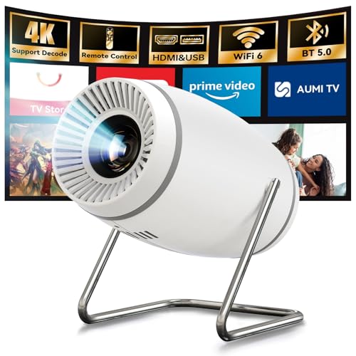 Portable Smart Projector 4K 1080P, WiFi 6, Bluetooth 5.0, Auto Keystone - Ideal for Home, Bedroom, Outdoors