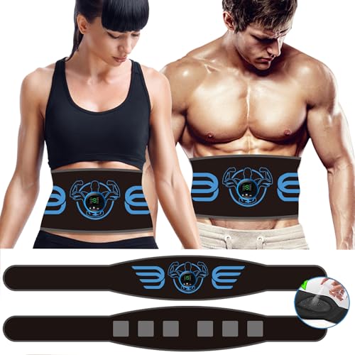EMS Muscle Stimulator Ab Trainer Toner, USB Rechargeable Home Fitness Device for Men and Women