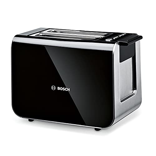 Bosch Styline Compact 2 Slot Stainless Steel Toaster - 9 Levels, Defrost, Reheat - Black