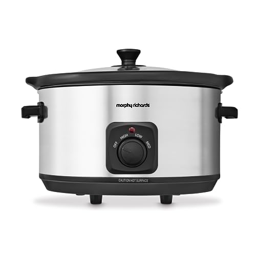 Morphy Richards 6.5L Slow Cooker Ceramic Pot 3 Cooking Settings Easy Clean Silver