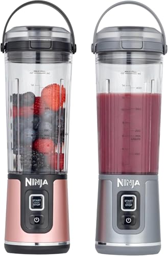 Ninja Portable Blender 530ml - Leakproof Lid, Sip Spout - Rechargeable Mini Smoothie Maker - Protein Shakes, Frozen Fruit - Rose Gold