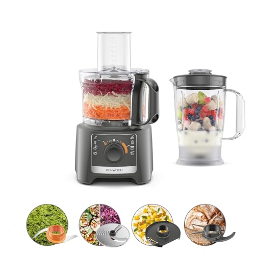 Kenwood MultiPro Compact Food Processor, Blending Blade, Kneading Function, Grey, 800W