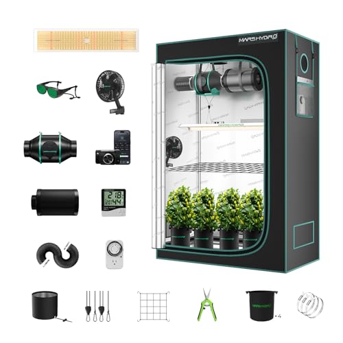 MARS HYDRO 2x4ft Grow Tent Kit with TSL 2000 LED Light - Complete System for Hydroponic Growing, Full Spectrum, Ventilation, Fan