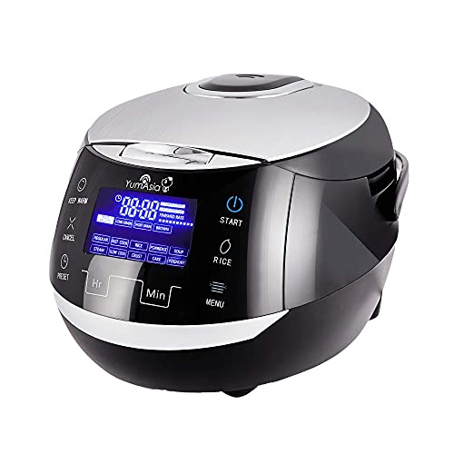 Yum Asia Sakura Rice Cooker - Ceramic Bowl, Fuzzy Logic - 6 Cook & Multicook Functions - LED Display - 220-240V Power