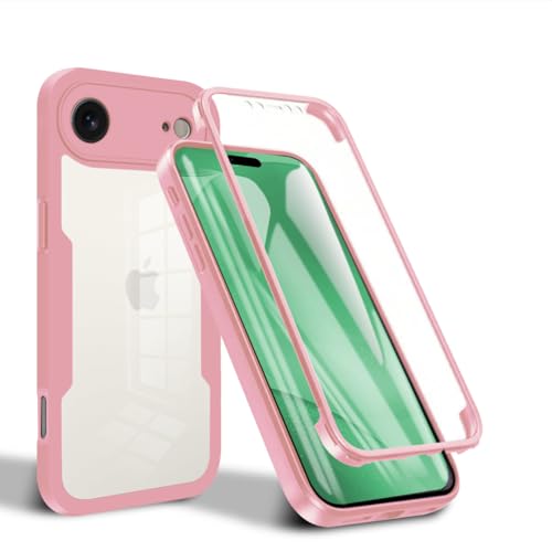 SLWYF Apple 17 Air Case with Glass Screen Protector - Shockproof Transparent Cover for Apple 17 Air, Pink