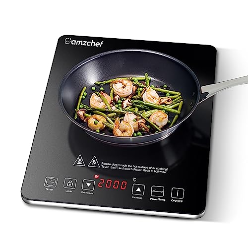 AMZCHEF Induction Cooker: Sleek Design, 10-Level Control, Touch Sensor, Safety Lock