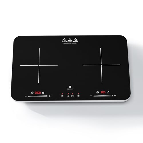 COOKNANO 2-Plate Induction Cooktop, 2800W, 20 Settings, Timer