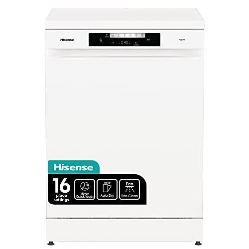 Hisense 16 Place Settings Dishwasher - Auto Dry, White, Freestanding - Energy Class D