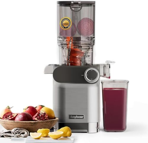 Anybear Cold Press Juicer: Masticating Slow Juicer, Large 4.3" Chute, Upgraded Auger, BPA Free, Juice Recipes