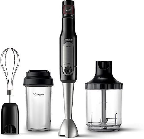 Philips Viva Collection Hand Blender 300W SpeedTouch, ProMix Tech, Easy & Intuitive, On The Go Glass - Black