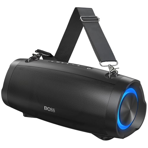 DOSS Extreme Boom Pro D100 Speaker: 140W Peak, Bold Sound, Extra Bass, 24H Playtime, Beat-Sync Lights, Power Bank - Black