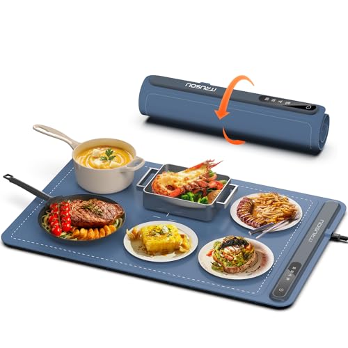 iTRUSOU Warming Tray: Rollable Silicone Mat, Adjustable Temp, Auto Shut-Off - Portable Food Warmer for Gatherings & Parties