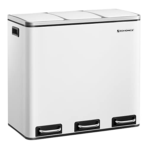 SONGMICS 3 x 18 inch Recycling Bin with Soft-Close Lids
