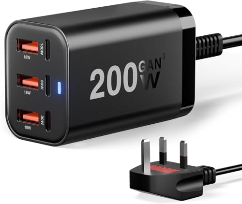 USB C Fast Charger 6-Port GaN III PD 100W Laptop Desktop Charger for MacBook, iPhone, Galaxy, Switch