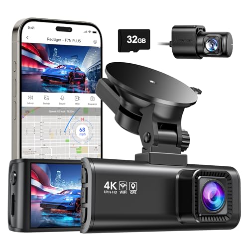 REDTIGER 4K/2.5K Dash Cam: Front Rear Car Camera, Wi-Fi GPS, Night Vision, 170° Wide Angle, 24H Parking Mode