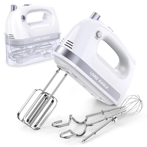 Lord Eagle Electric Hand Mixer 400W - Baking Cake Egg Cream Beater - Turbo Boost/Self-Control Speed + 5 Accessories