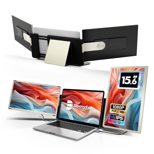 domyfan Laptop Screen Extender: 15.6 inch FHD IPS Triple Monitor, Plug-Play for Mac, Windows, Chrome, Android