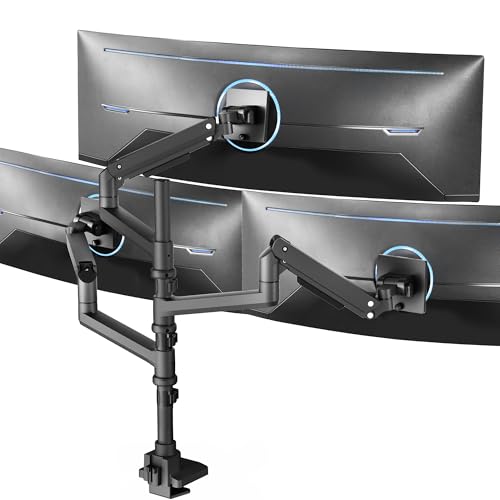 VIVO Triple Monitor Desk Mount for 49 inch Screens, Heavy Duty Clamp, Holds 3 Monitors Up to 20kg, Black Stand