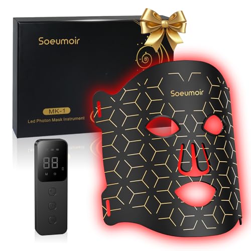 Skin Rejuvenation LED Face Mask: Acne & Fine Lines Reduction - 7 Light Modes - Remote Control - Professional Skincare
