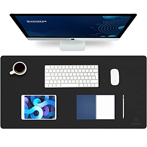 K KNODEL Large Leather Desk Mat - Mouse & Keyboard Pad - Desktop Protector & Cover - Writing Pad & Blotter - 80x40cm - Black