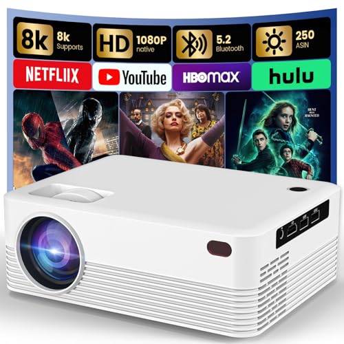 Osikem Mini Portable Smart Projector, WiFi, Bluetooth, 1080P Full HD, 300 ANSI, Smartphone HDMI, USB, Keystone, 200 inch