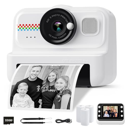 HiMont Kids Camera: 1080P Instant Print, 32GB Card, Selfie Digital Cam, Funny Toys for Boys & Girls, Age 3-12