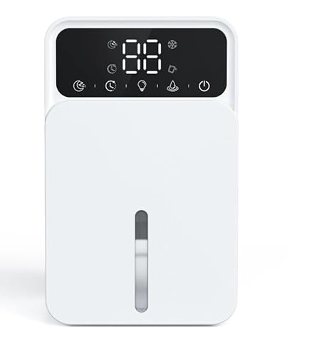 Brand Dehumidifier, 1500ml for Home, Quiet Bedroom, Portable Bathroom, 12H Timer, 7 Lights, Removable Tank