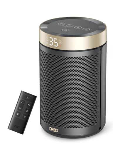 Dreo Energy Efficient Space Heater, Remote Ceramic Fan, Thermostat, 3 Modes, Timer, Bedroom, Gold