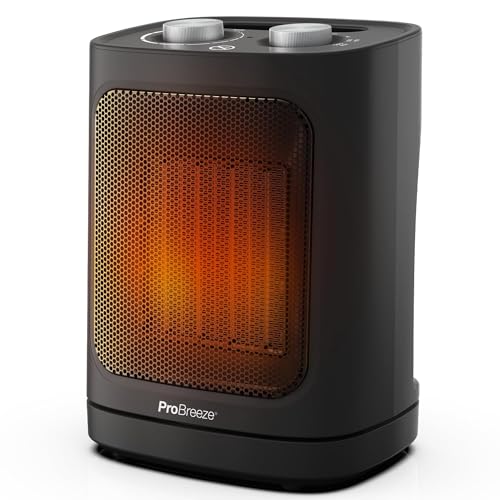 Pro Breeze Mini Ceramic Fan Heater - 2 Heat Settings, Fan Mode - Overheat Protection - Electric Heater for Home, Office (Black)