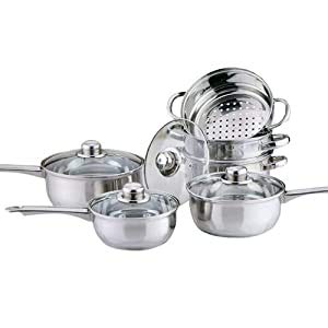 Highlands 3pc Stainless Steel Pan Set with 3 Tier Steamer