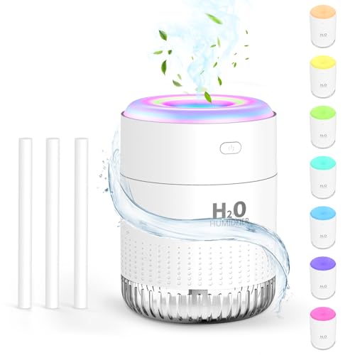 SZO 500ML Humidifier for Bedroom with Night Light - Portable for Home, Plants, Baby - Quiet Operation, Auto-Off - Office, Plants