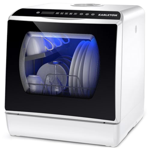 Karlxtom Mini Dishwasher: 6 Programs, Touch Control, Auto-Drying