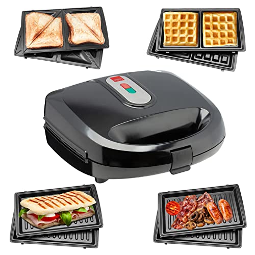 Sensio Home 3-in-1 Waffle & Sandwich Maker with Non-Stick Plates