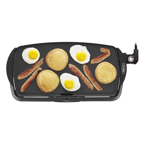 BELLA Electric Griddle: Ceramic Non-Stick Surface, Adjustable Temp, Large Cooking Area, Removable Drip Tray