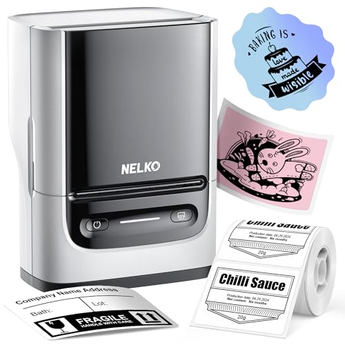 Nelko PM220 Bluetooth Label Printer: Portable 2 Inch Maker for iOS & Android - Clothing, Retail, Barcode - White Home Use