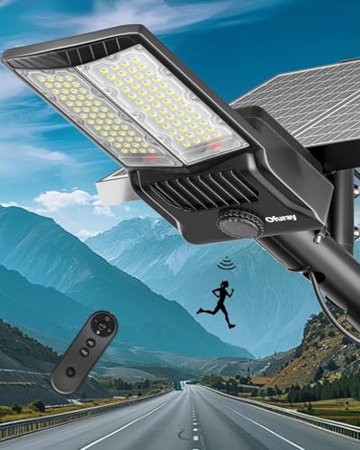 Ofuray Solar Street Lights 10500W: Bright 6500k Flood Lights with Motion Sensor, IP67 Waterproof for Garden, Yard, Garage