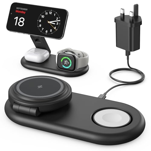 Apple 3-in-1 Wireless Charger Stand, 15W Fast MagSafe for iPhone, Apple Watch, AirPods