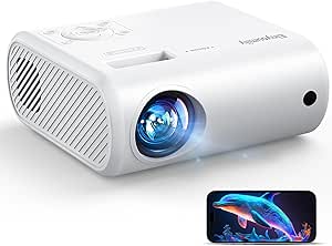 Portable Mini Projector, Supports Screen Mirroring, Windows/iOS/Android/HDMI Compat.