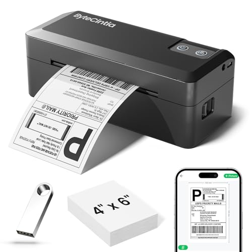 ByteCintia 4x6 Thermal Label Printer for Small Business - Bluetooth, Android/iOS/Windows/Mac - Amazon, eBay, Shopify, Etsy Compat.