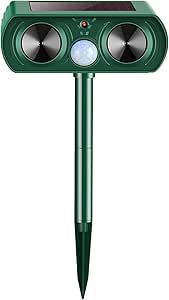 Solar Animal Repeller 2025: Waterproof Deer Deterrent with Motion Sensor & Flashing Light - Repels Deer, Rabbits, Raccoons - Inch