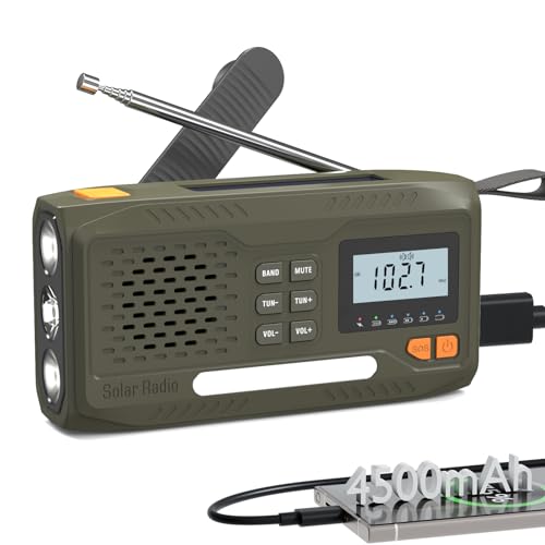 Joudix Solar Radio 4500mAh Battery AM/FM Crank LCD Display