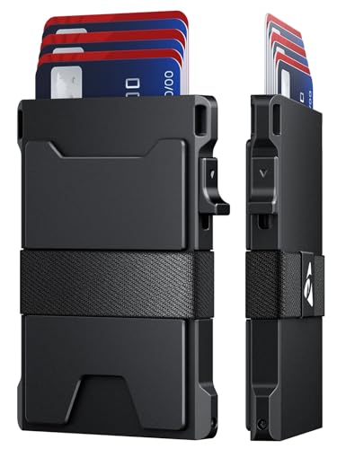 dwnkove Aluminum Pop Up Wallet for Men, RFID Blocking, Holds 12+ Cards, Front Pocket, Durable Metal Design