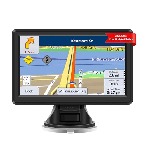 Brand Car Sat Nav 7 inch: Latest UK Maps 2025, Truck GPS Navigation, Touch Screen, Voice Turn Guidance, Postcode Search