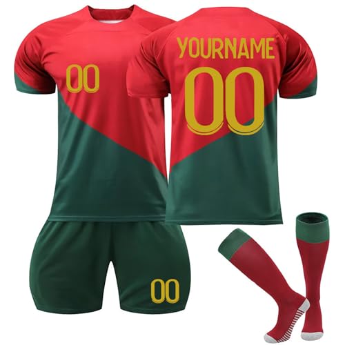 Personalized Portugal Football Kit for Kids & Adults - Custom Name Number Shirt Set - Ideal Gifts for Boys & Men