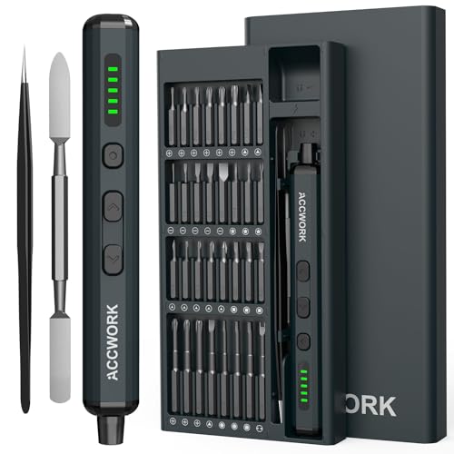 Brand Mini Electric Screwdriver Kit: 68-in-1 Precision Set, Magnetic Bits, 5 Torque, LED Lights - Electronics, Phone, Camera
