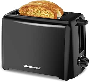 Elite Gourmet Cool Touch Toaster, 6 Temp Settings, 1.25" Slots for Bagels & More