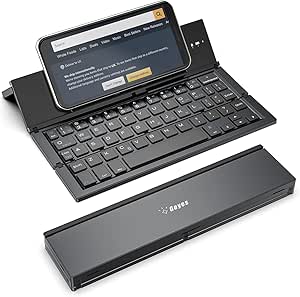 Geyes Foldable Bluetooth Keyboard: Portable Wireless Rechargeable for iOS, Android, Windows - Smartphone Compatibility