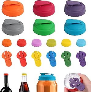 TPTGIAR 18PCS Silicone Can Covers for Drinks Cans UK, Leak-proof Food Grade Lids, Reusable Coke Can Lids, Easy Can Opener